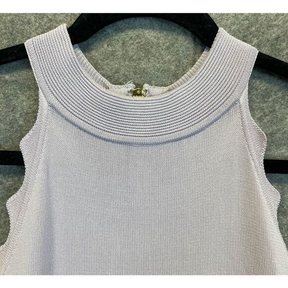 ELIZA J Scalloped Fit & Flare Sweater Dress Size XS Lilac Mini Sleeveless Spring - Picture 4 of 15